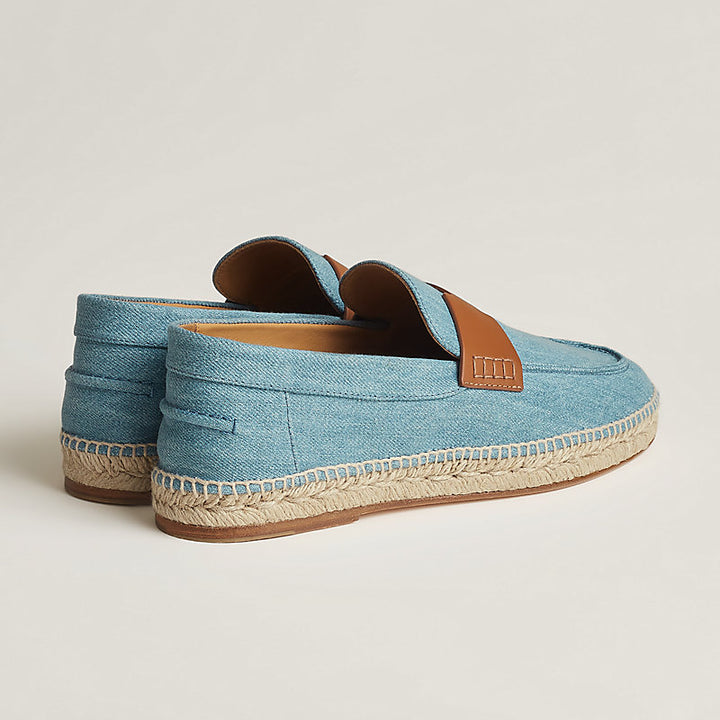 HERMÈS DENIM CALFSKIN LEATHER TRIP ESPADRILLES