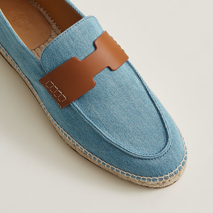 HERMÈS DENIM CALFSKIN LEATHER TRIP ESPADRILLES
