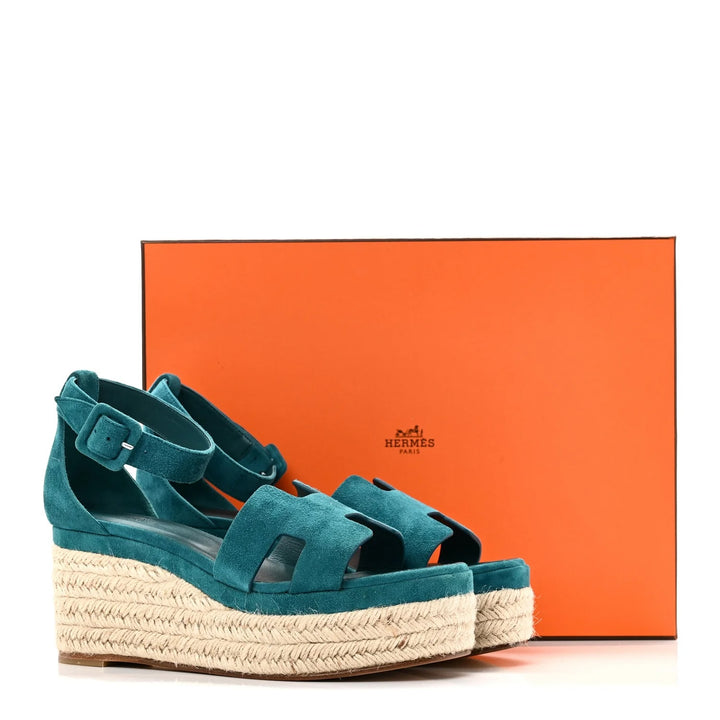 HERMÈS ELDA SUEDE WEDGE HEEL ESPADRILLES