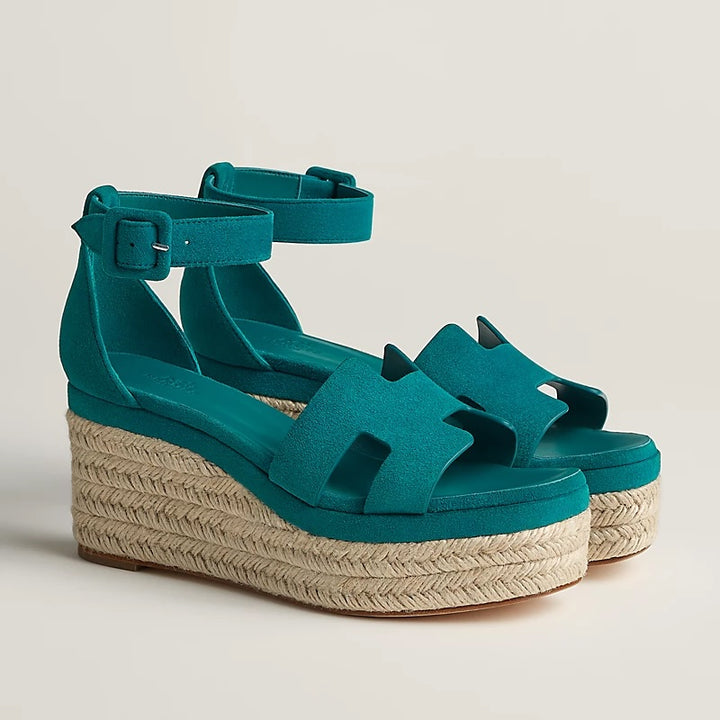 HERMÈS ELDA SUEDE WEDGE HEEL ESPADRILLES
