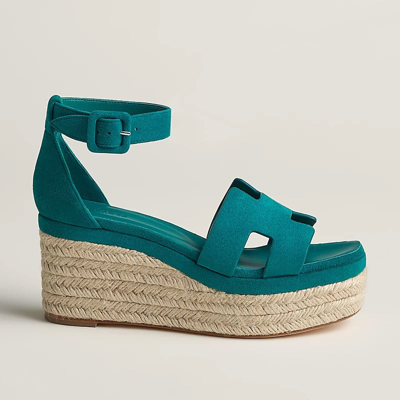 HERMÈS ELDA SUEDE WEDGE HEEL ESPADRILLES