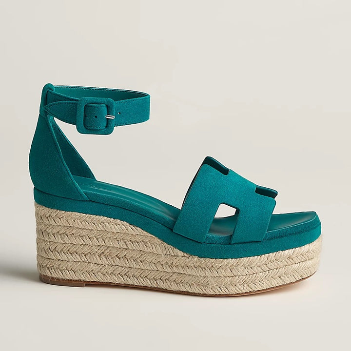 HERMÈS ELDA SUEDE WEDGE HEEL ESPADRILLES