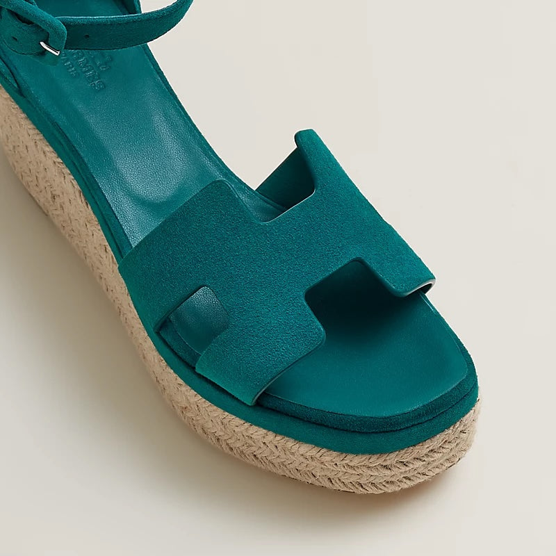HERMÈS ELDA SUEDE WEDGE HEEL ESPADRILLES