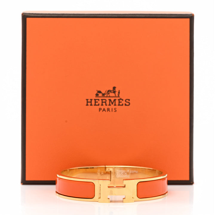 HERMÈS CLIC CLAC H ENAMEL BRACELET PM ORANGE