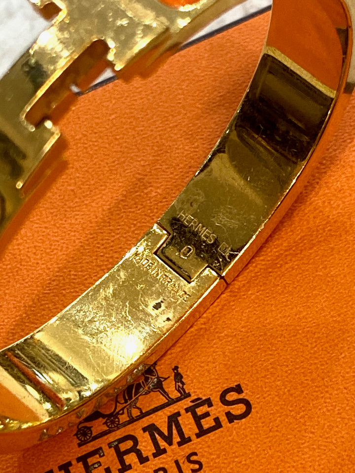 HERMÈS CLIC CLAC H ENAMEL BRACELET PM ORANGE