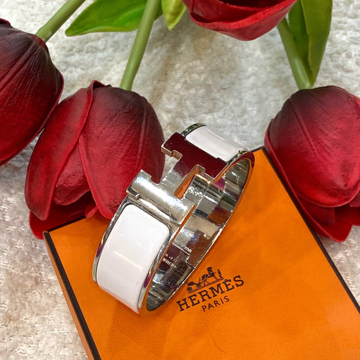HERMÈS CLIC CLAC H ENAMEL WIDE CUFF BRACELET GM
