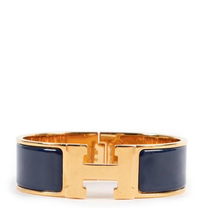 HERMÈS CLIC CLAC H WIDE BRACELET IN NAVY BLUE