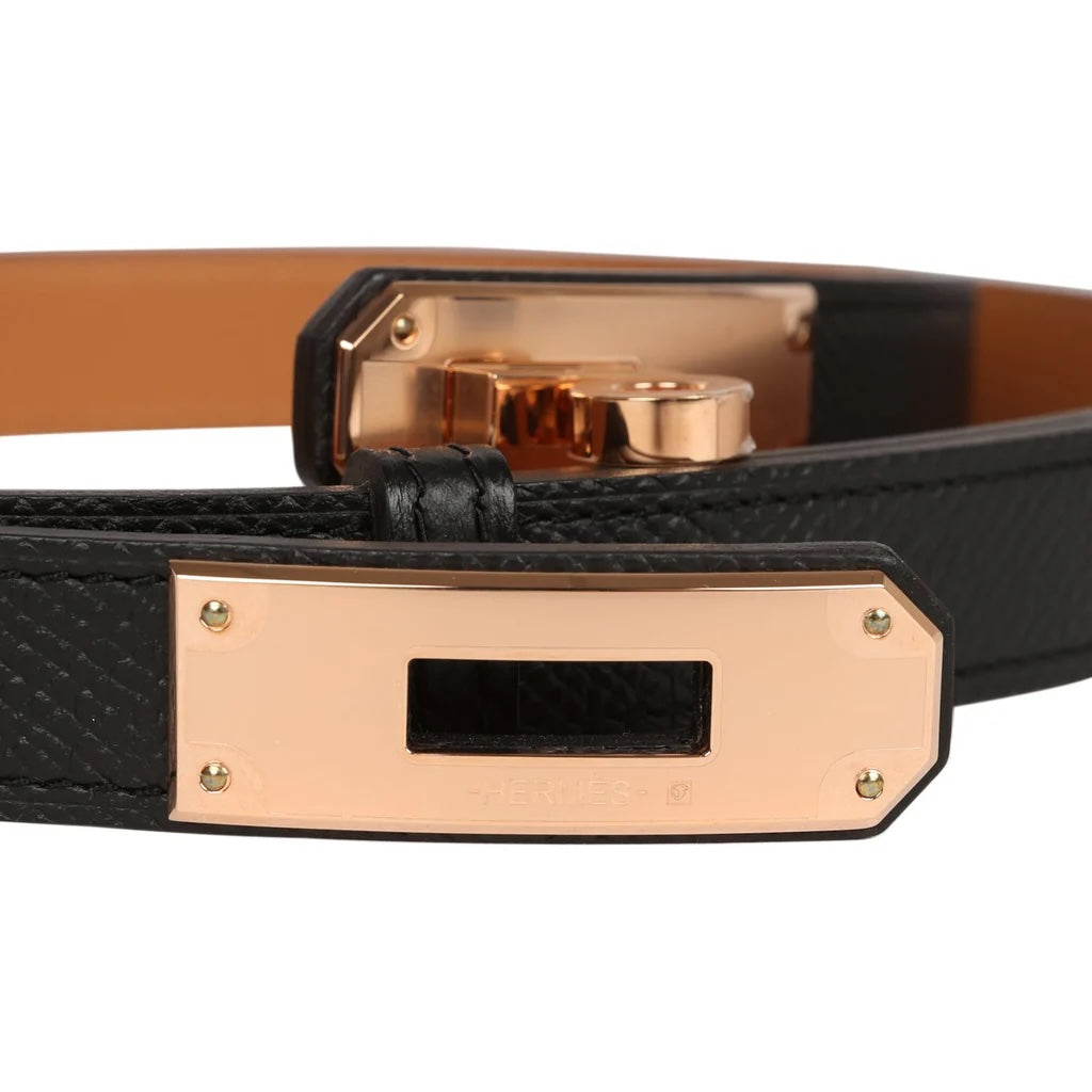 HERMÈS KELLY EPSOM CALFSKIN 18K ROSE GOLD PLATED BELT