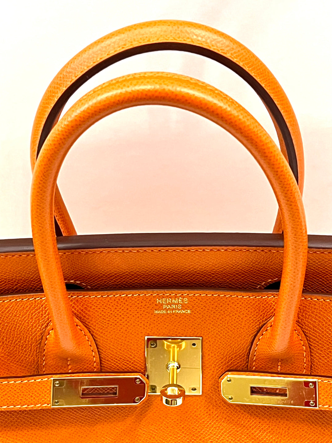 HERMÈS EPSOM LEATHER BIRKIN 30 HANDBAG IN APRICOT