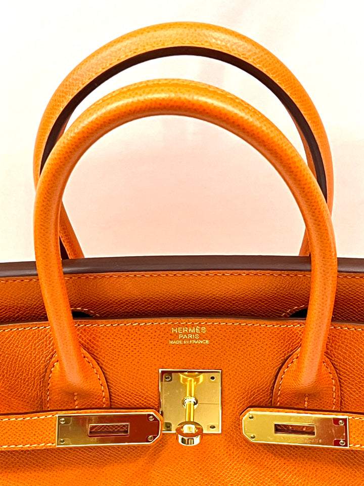 HERMÈS EPSOM LEATHER BIRKIN 30 HANDBAG IN APRICOT