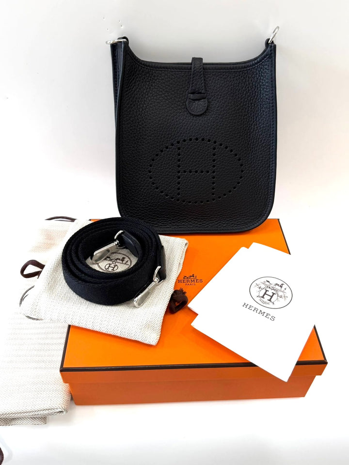 HERMÈS EVELYNE 16 AMAZONE TAURILLON CLEMENCE LEATHER CROSSBODY BAG IN NOIR