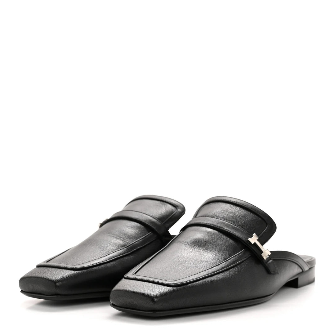 HERMÈS GOATSKIN LEATHER GROUPIE MULES
