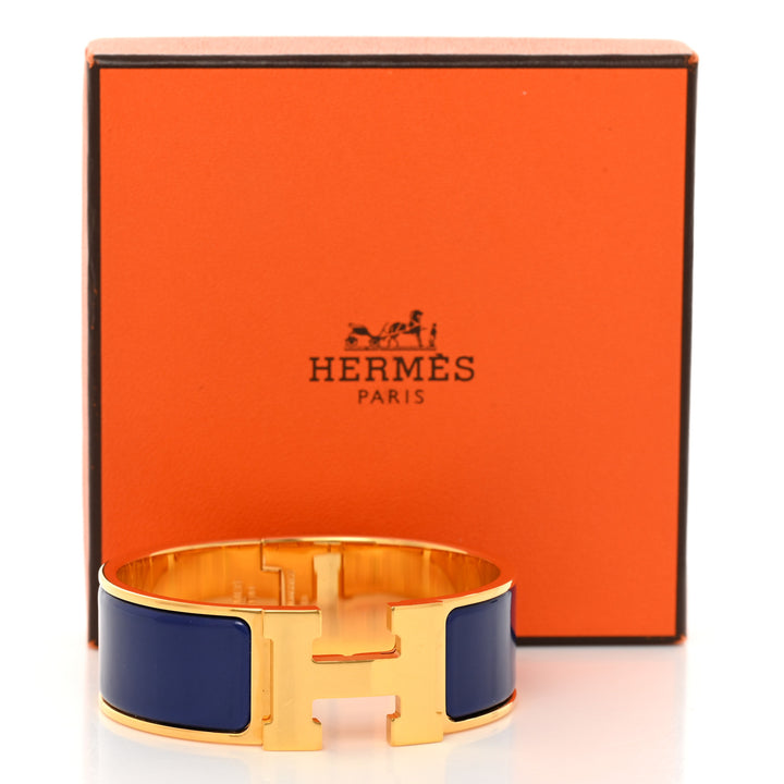HERMÈS CLIC CLAC H WIDE BRACELET IN NAVY BLUE