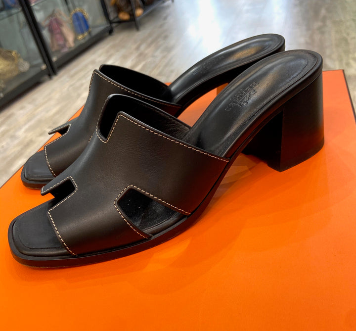HERMÈS HELIA 60 CALFSKIN LEATHER MULE SANDALS