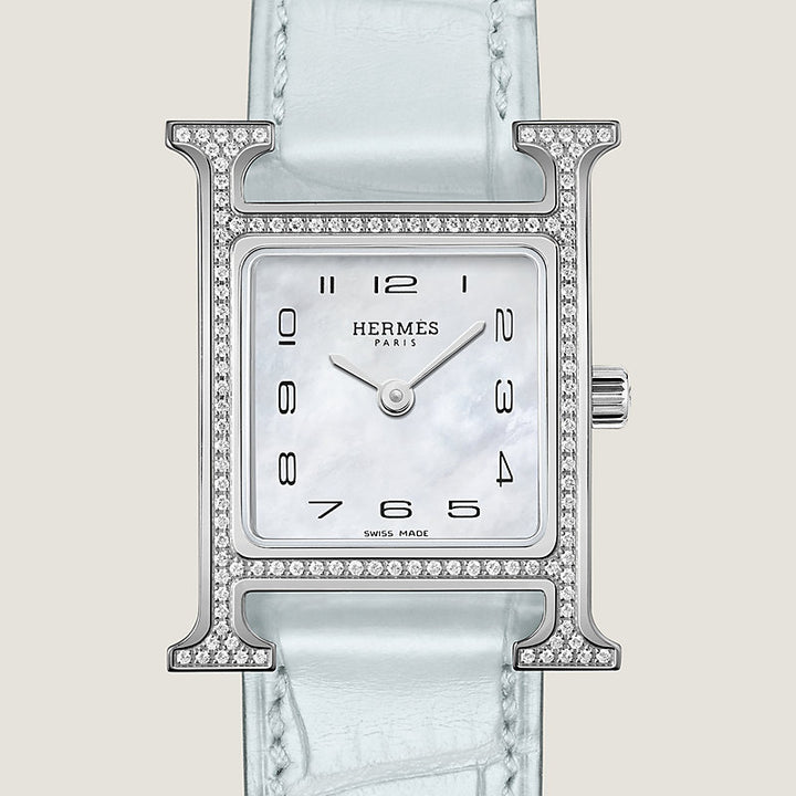 HERMÈS HEURE H 25MM DIAMOND WATCH