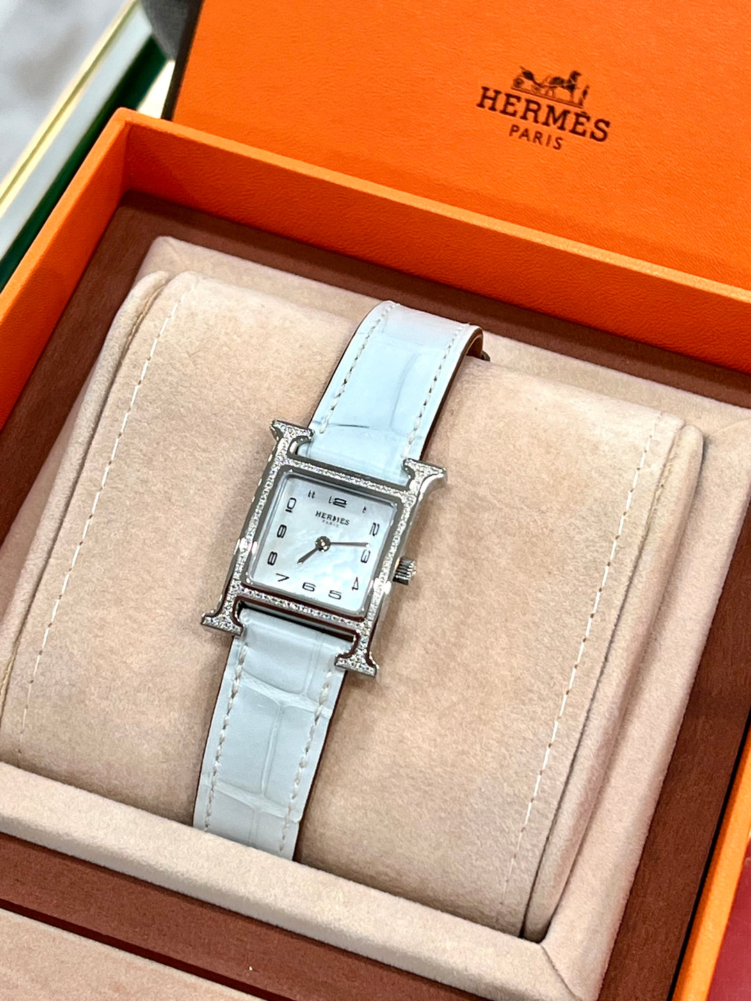 HERMÈS HEURE H 25MM DIAMOND WATCH