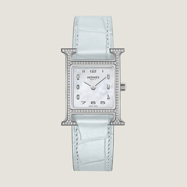 HERMÈS HEURE H 25MM DIAMOND WATCH