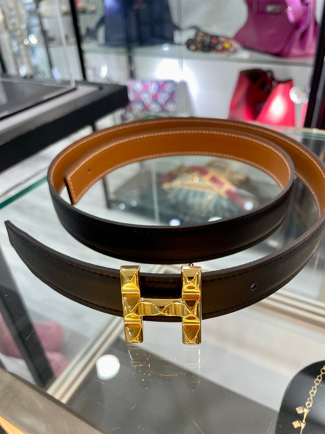 HERMÈS H INFINITY REVERSIBLE 24MM CALFSKIN LEATHER BELT