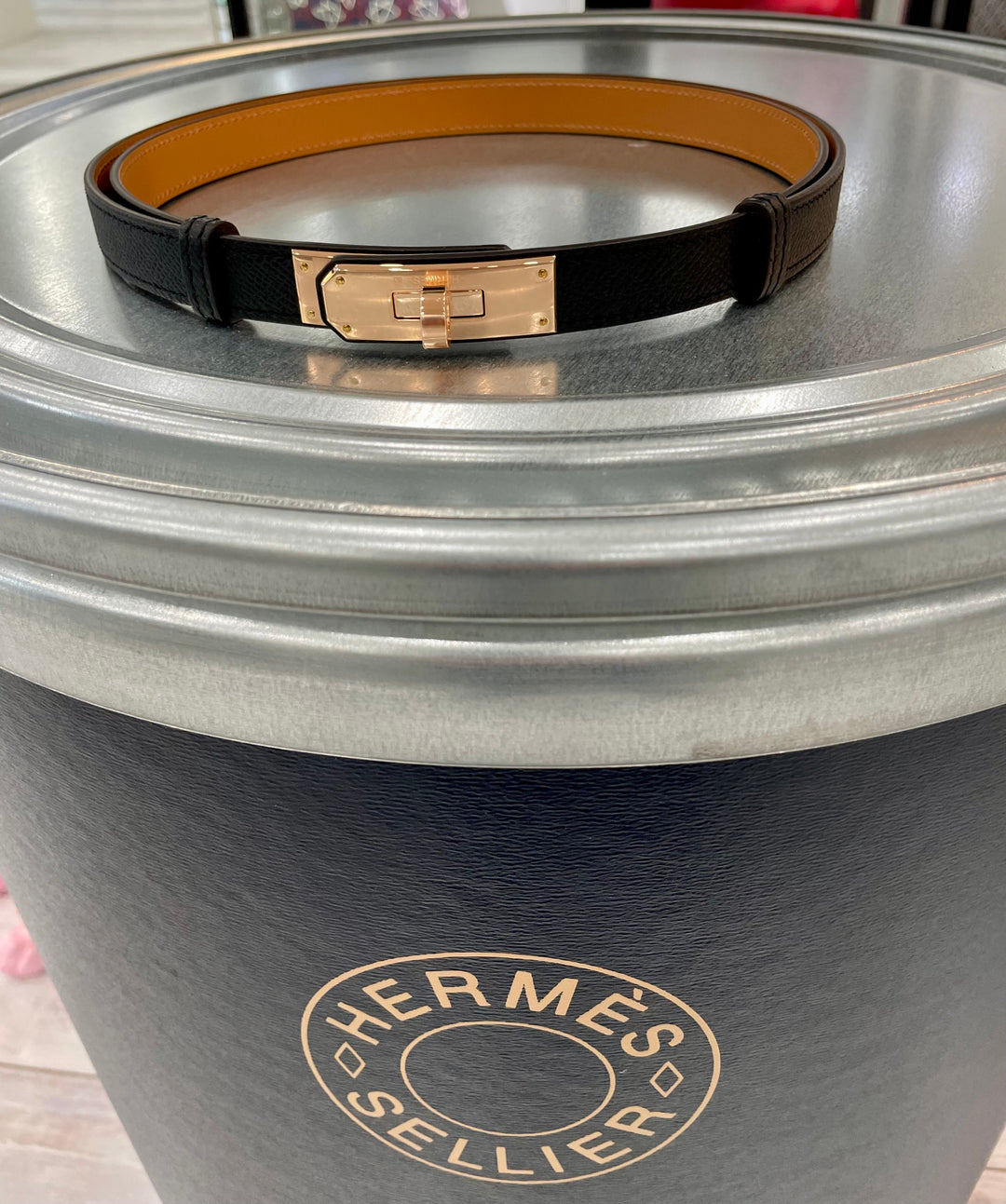 HERMÈS KELLY EPSOM CALFSKIN 18K ROSE GOLD PLATED BELT