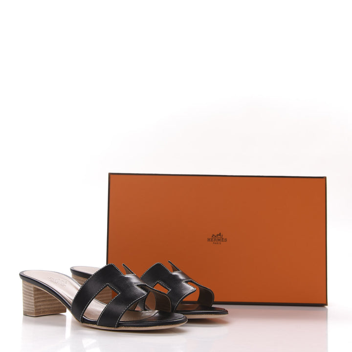 HERMÈS ORAN OASIS H CALFSKIN LEATHER MULES