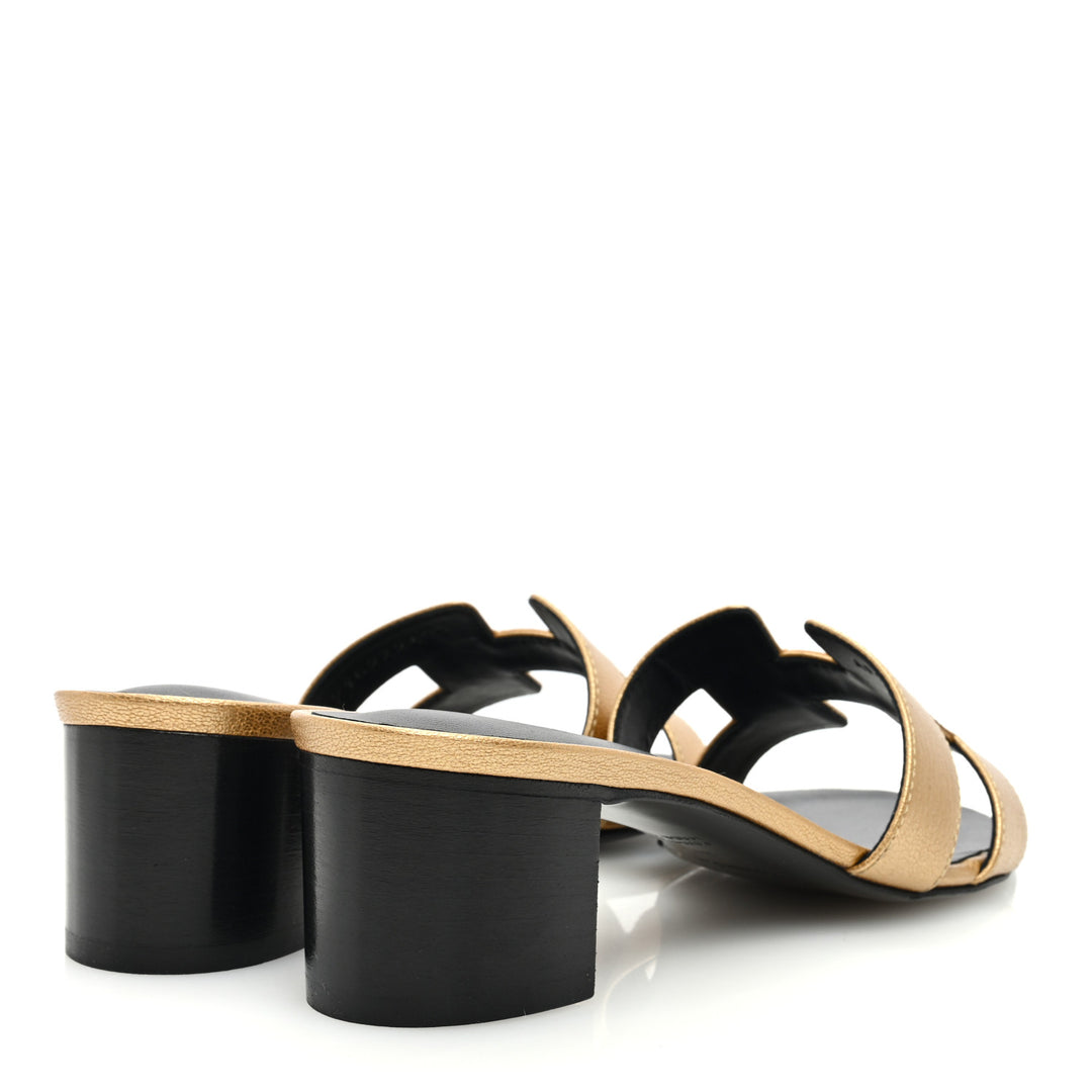 HERMÈS METALLIC GOATSKIN LEATHER OASIS SANDALS