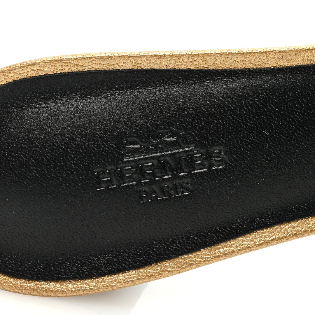 HERMÈS METALLIC GOATSKIN LEATHER OASIS SANDALS