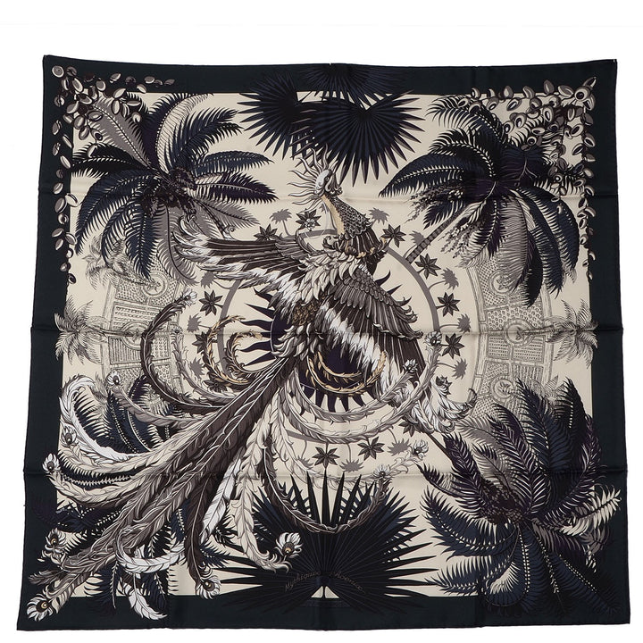HERMÈS MYTHIQUES PHOENIX VERT ANTHRACITE SILK SCARF