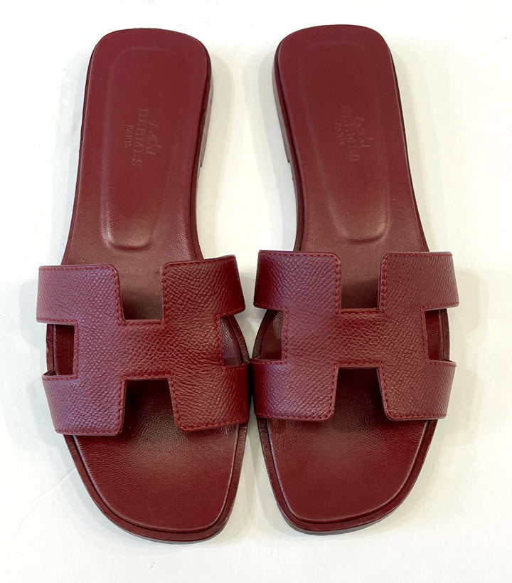 HERMÈS EPSOM LEATHER ORAN H SANDALS MULES
