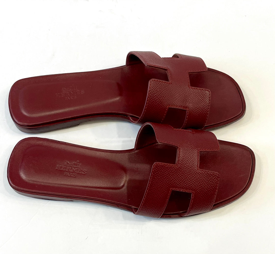 HERMÈS EPSOM LEATHER ORAN H SANDALS MULES