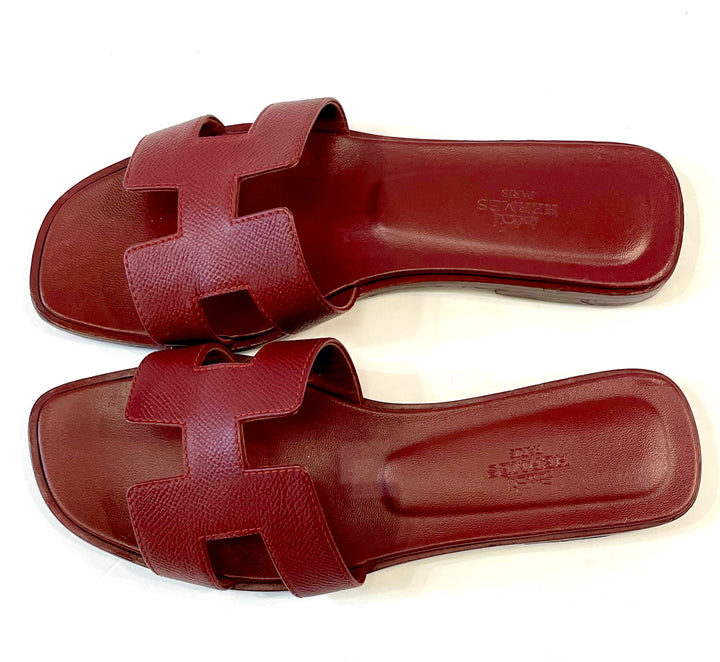 HERMÈS EPSOM LEATHER ORAN H SANDALS MULES