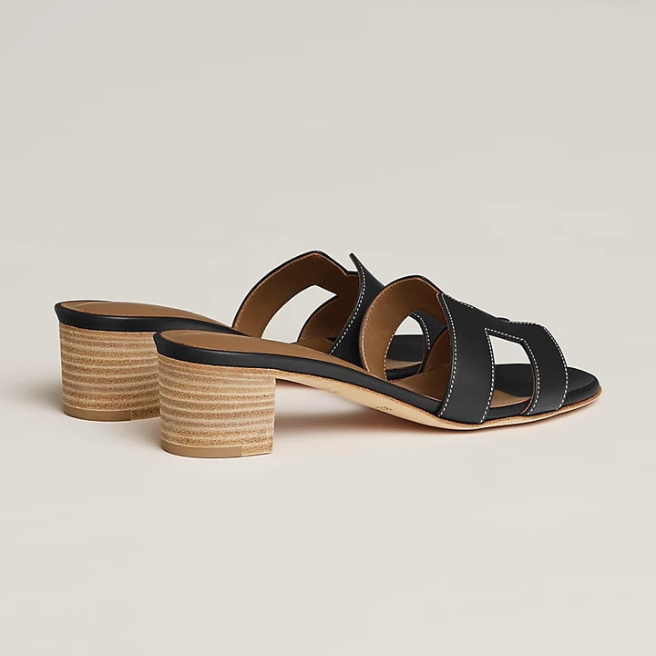 HERMÈS ORAN OASIS H CALFSKIN LEATHER MULES