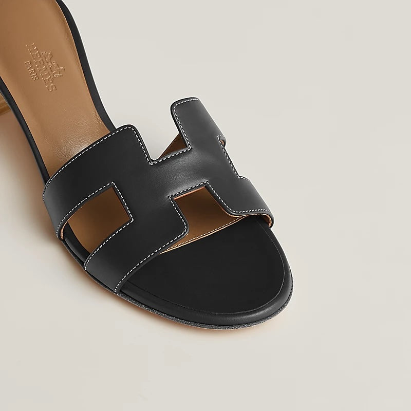 HERMÈS ORAN OASIS H CALFSKIN LEATHER MULES