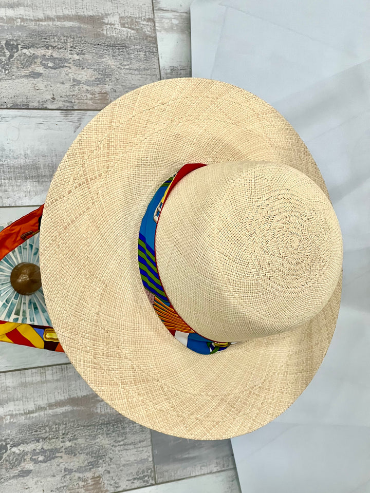 HERMÈS PANAMA STRAW SILK TIE HAT