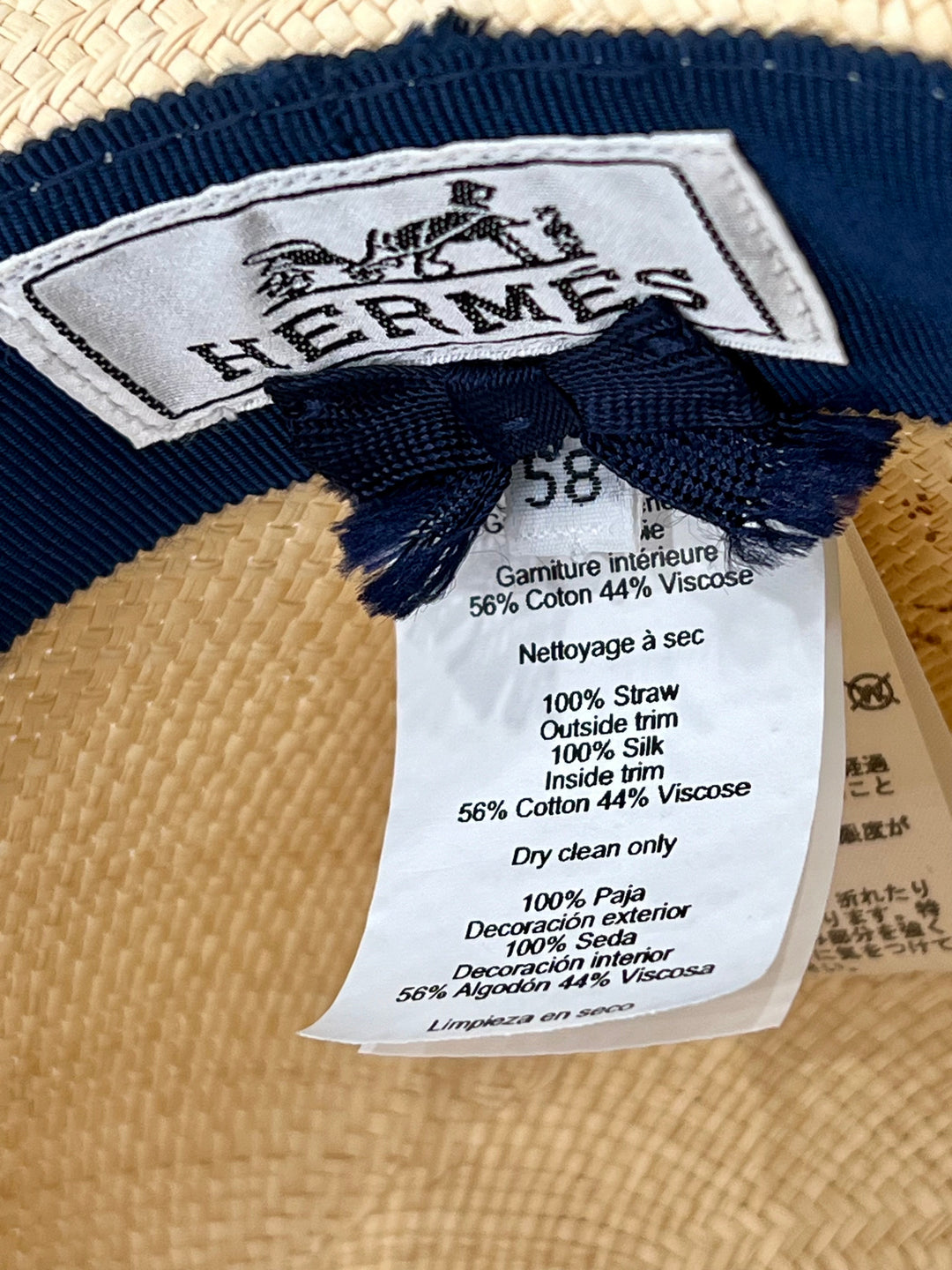 HERMÈS PANAMA STRAW SILK TIE HAT