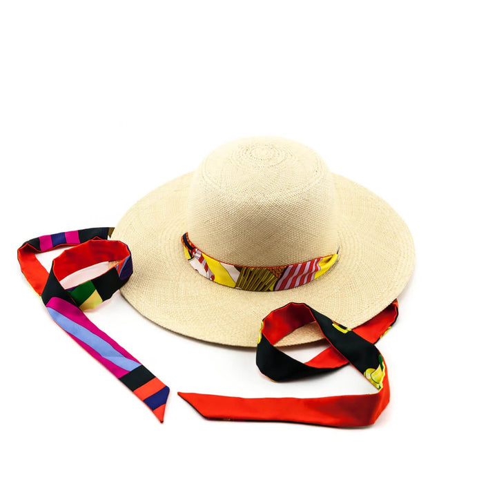 HERMÈS PANAMA STRAW SILK TIE HAT – Caroline display picture 3