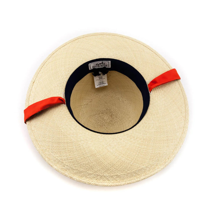 HERMÈS PANAMA STRAW SILK TIE HAT
