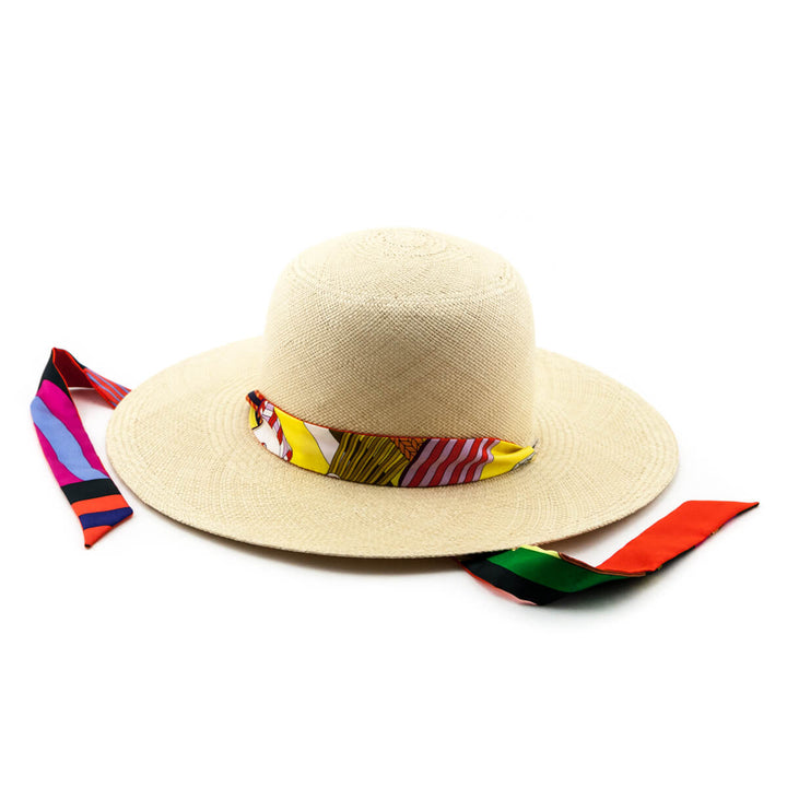 HERMÈS PANAMA STRAW SILK TIE HAT