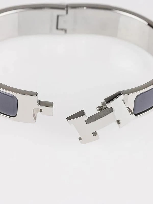 HERMÈS CLIC CLAC H ENAMEL PALLADIUM PLATED BRACELET PM