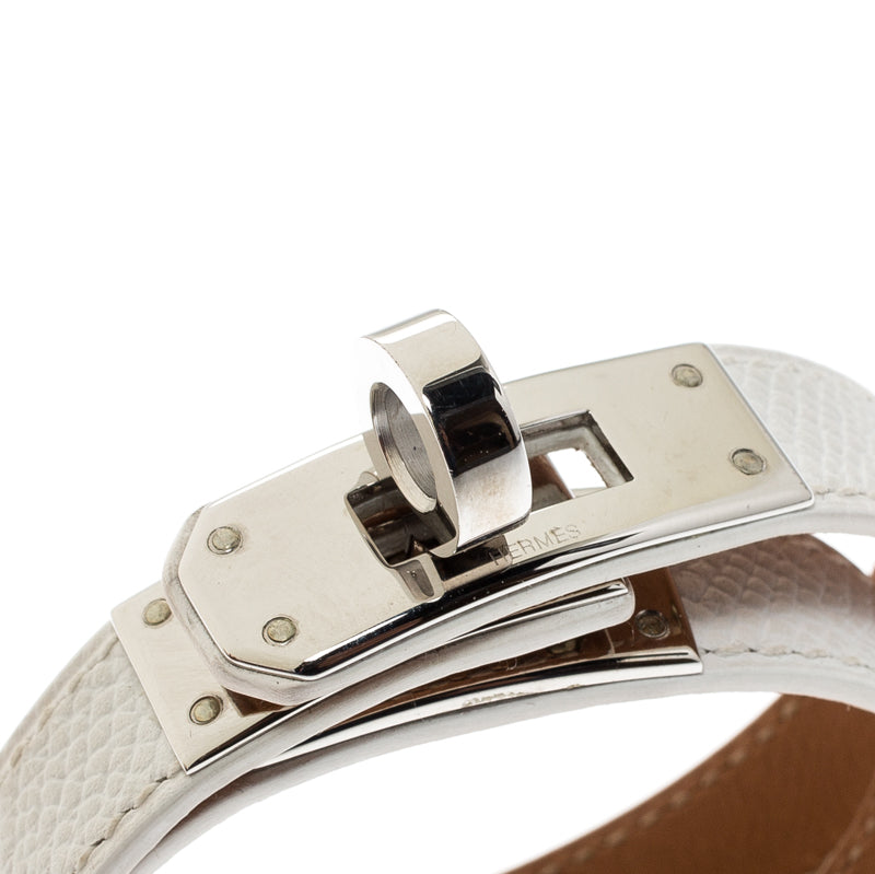 HERMÈS KELLY DOUBLE TOUR EPSOM LEATHER PALLADIUM PLATED BRACELET