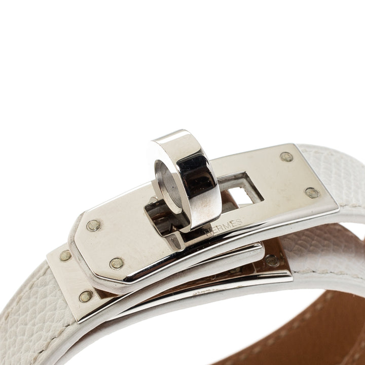 HERMÈS KELLY DOUBLE TOUR EPSOM LEATHER PALLADIUM PLATED BRACELET