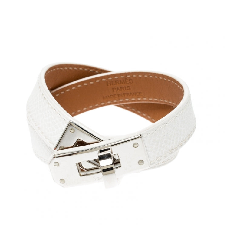 HERMÈS KELLY DOUBLE TOUR EPSOM LEATHER PALLADIUM PLATED BRACELET