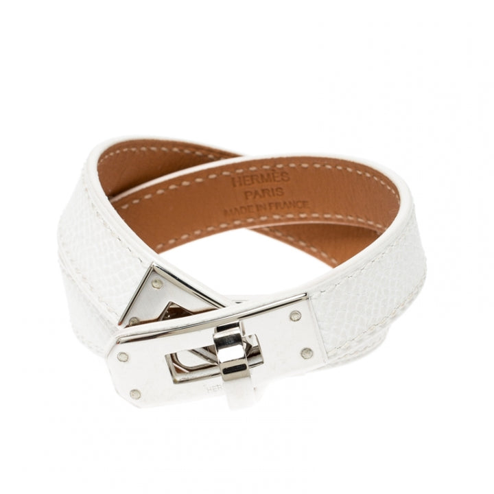 HERMÈS KELLY DOUBLE TOUR EPSOM LEATHER PALLADIUM PLATED BRACELET