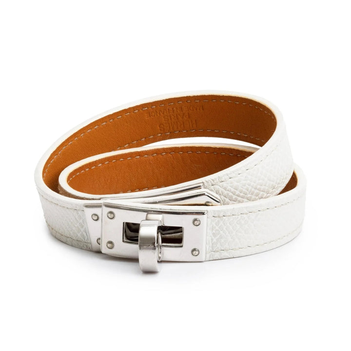 HERMÈS KELLY DOUBLE TOUR EPSOM LEATHER PALLADIUM PLATED BRACELET