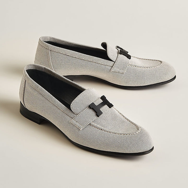 HERMÈS PARIS CANVAS H MOCASSINS LOAFERS