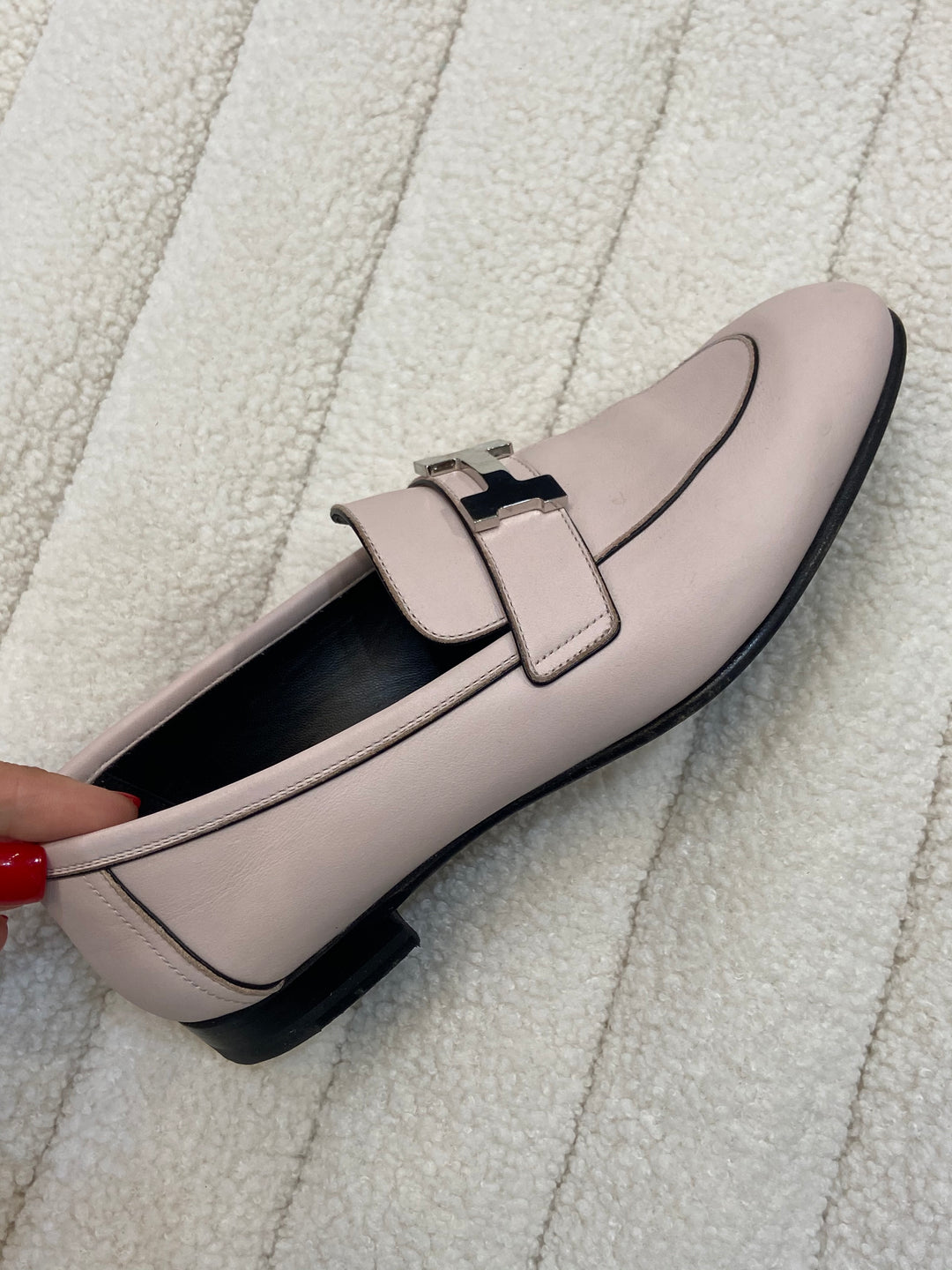 HERMÈS LADIES PARIS LOAFERS IN PALE PINK