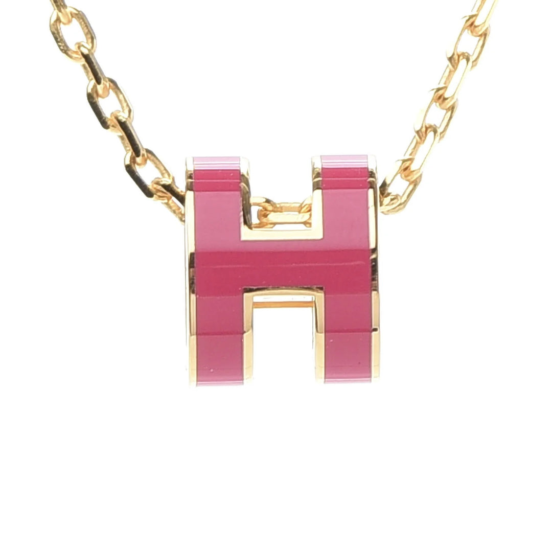 HERMÈS LACQUERED GOLD POP H PENDANT NECKLACE