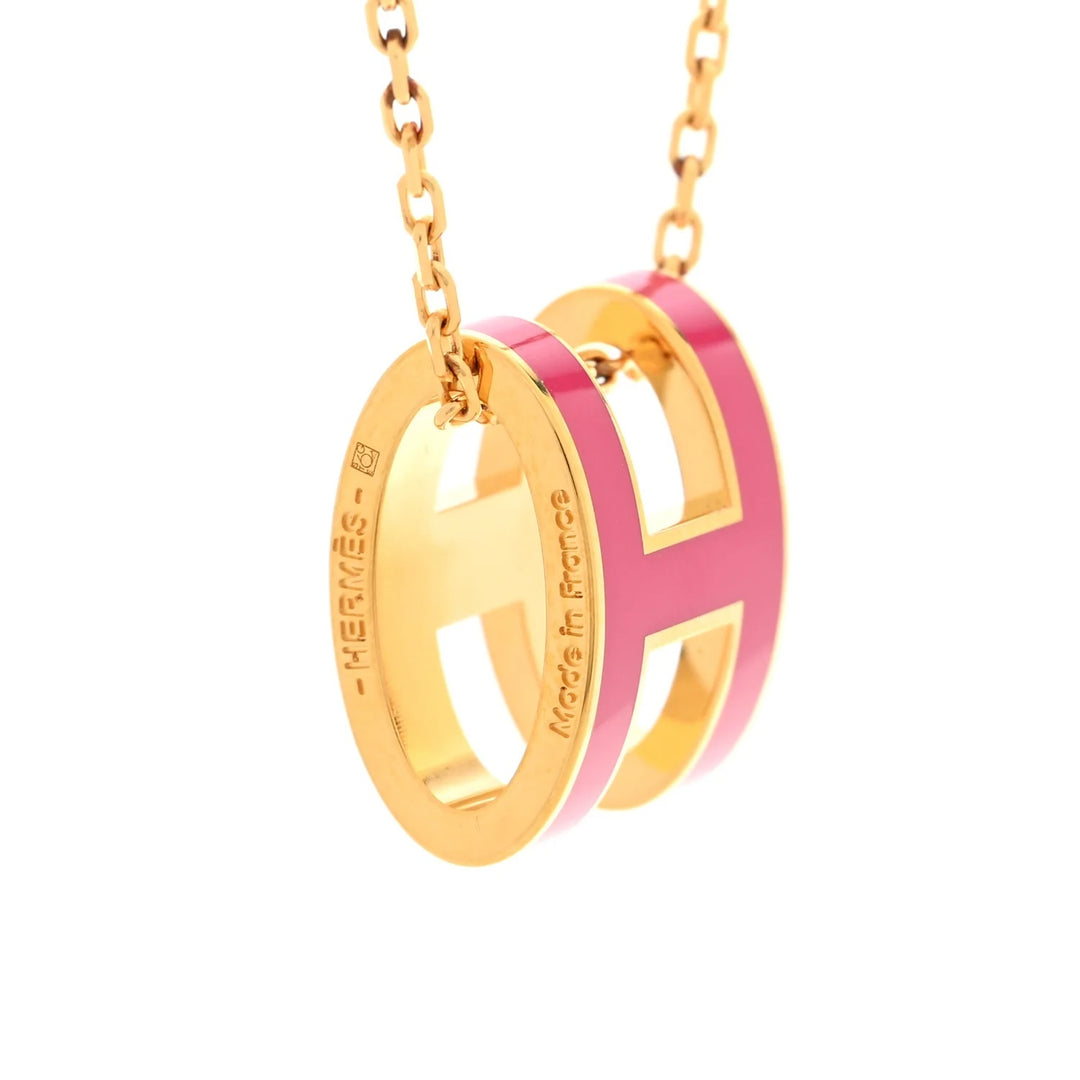 HERMÈS LACQUERED GOLD POP H PENDANT NECKLACE