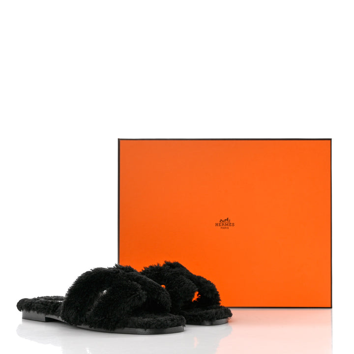 HERMÈS SHEARLING ORAN SANDALS