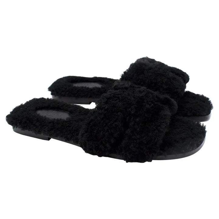 HERMÈS SHEARLING ORAN SANDALS