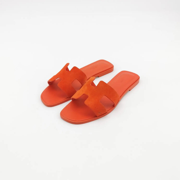 HERMÈS H ORAN SUEDE GOATSKIN MULES